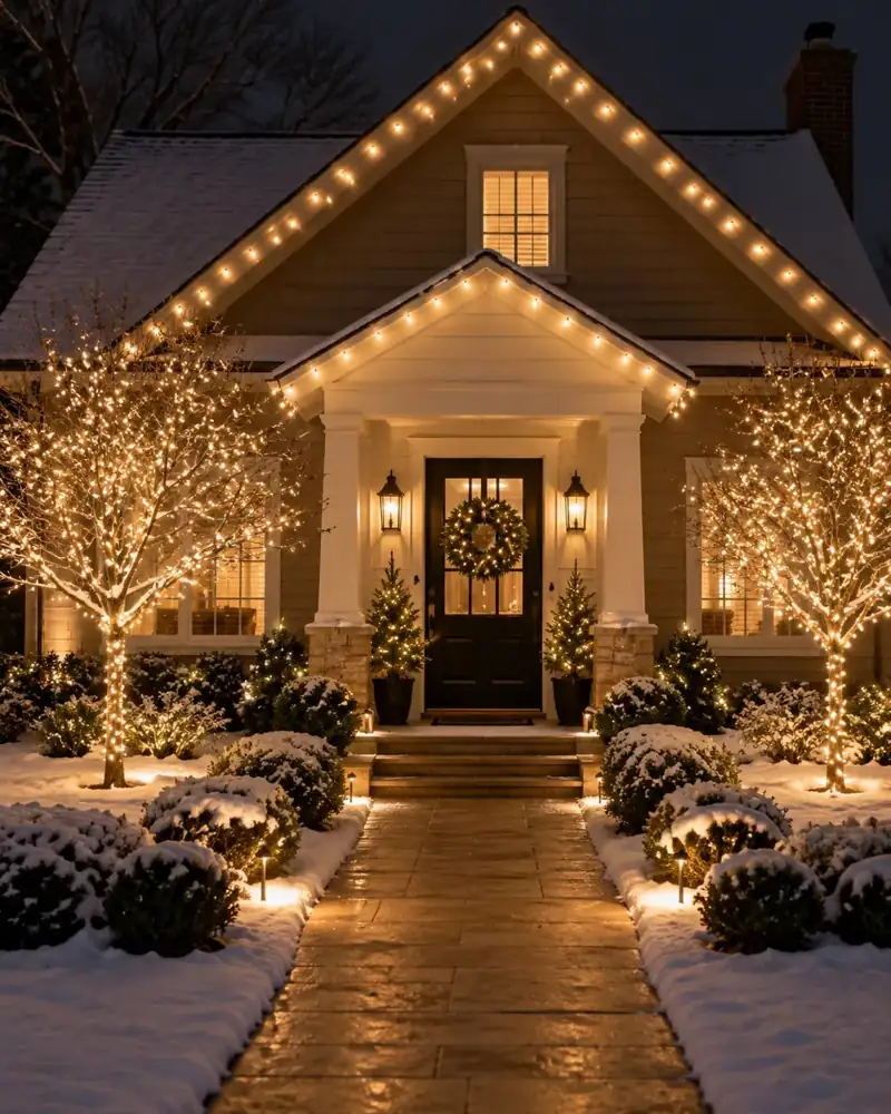 Custom C9 roofline Christmas lights on a Tampa Bay home by Holiday Decorating Tampa (14)