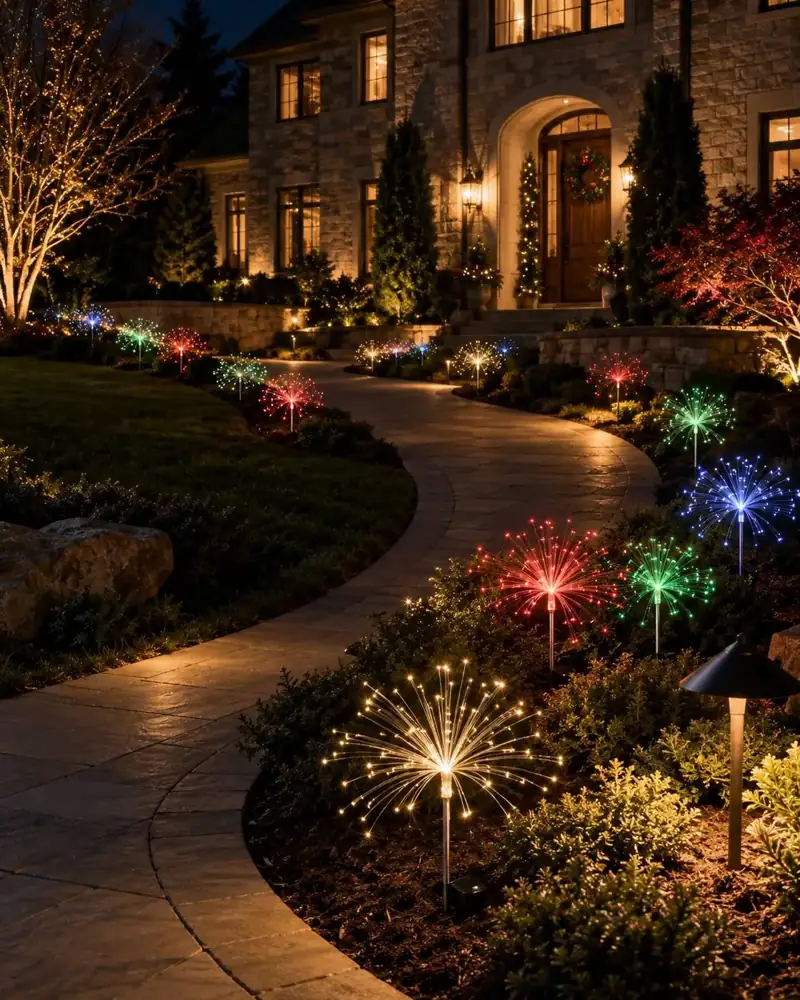 LED spritzer lights adding sparkle to landscaping and trees, Holiday Decorating Tampa (1)
