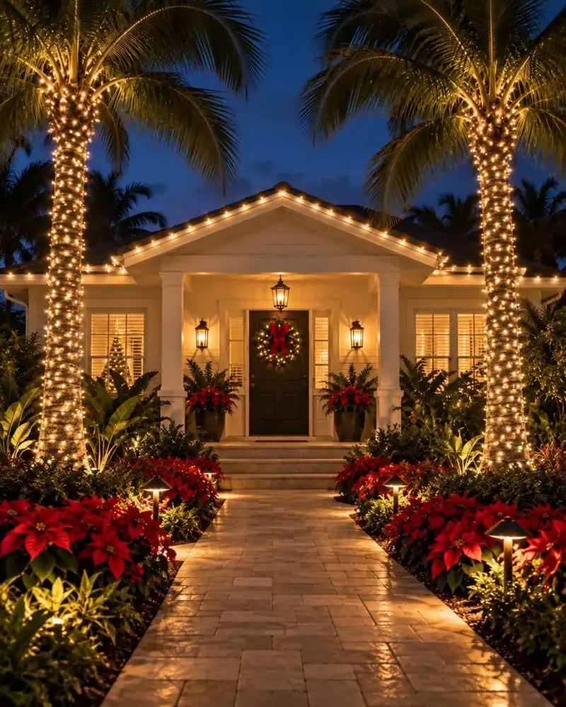 Palm and tree wrap holiday lighting installation in Tampa by Holiday Decorating Tampa (13)
