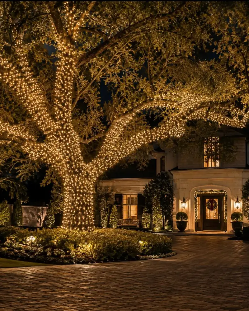 Palm and tree wrap holiday lighting installation in Tampa by Holiday Decorating Tampa (3)