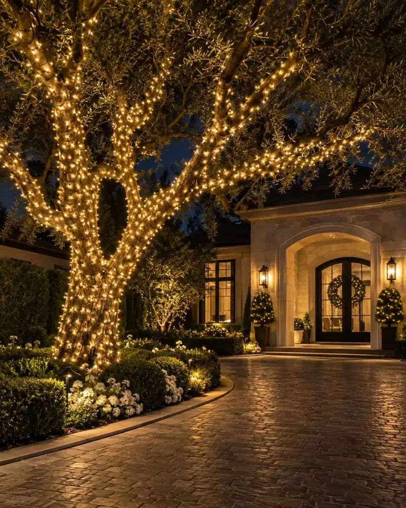 Palm and tree wrap holiday lighting installation in Tampa by Holiday Decorating Tampa (5)