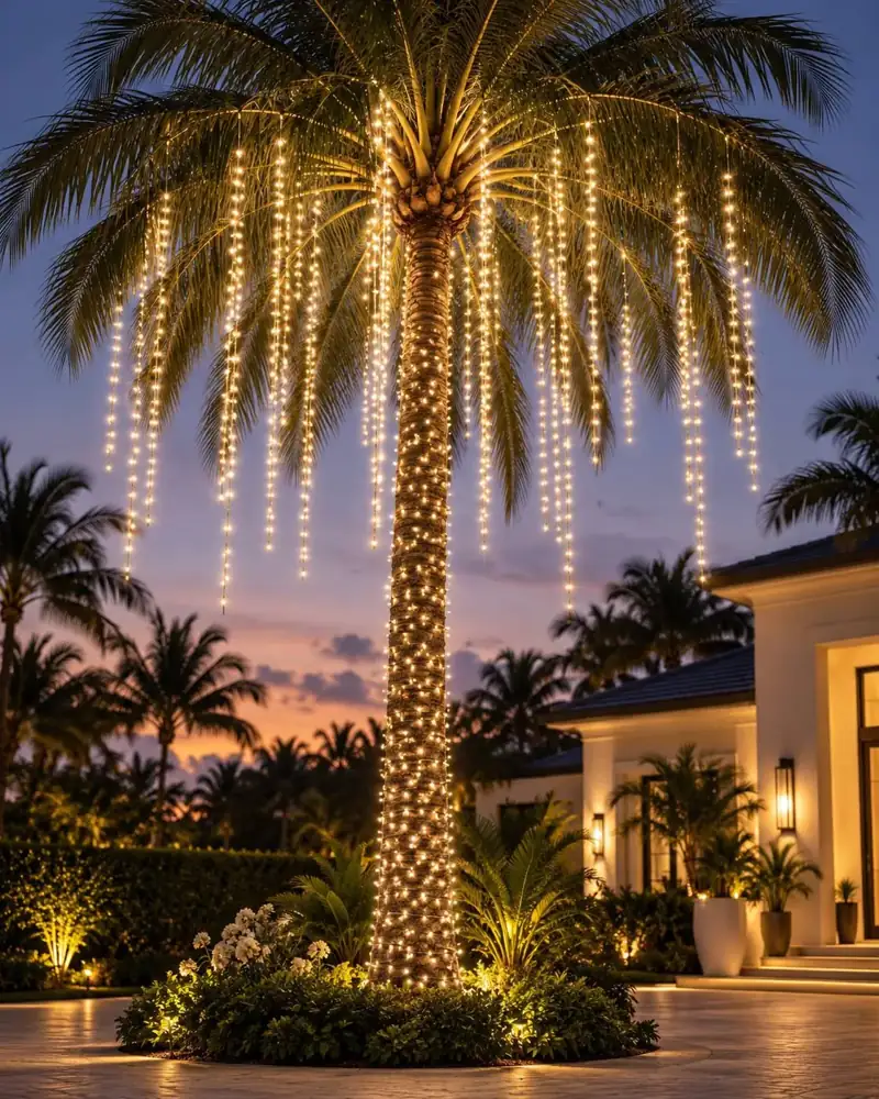 Palm and tree wrap holiday lighting installation in Tampa by Holiday Decorating Tampa (9)