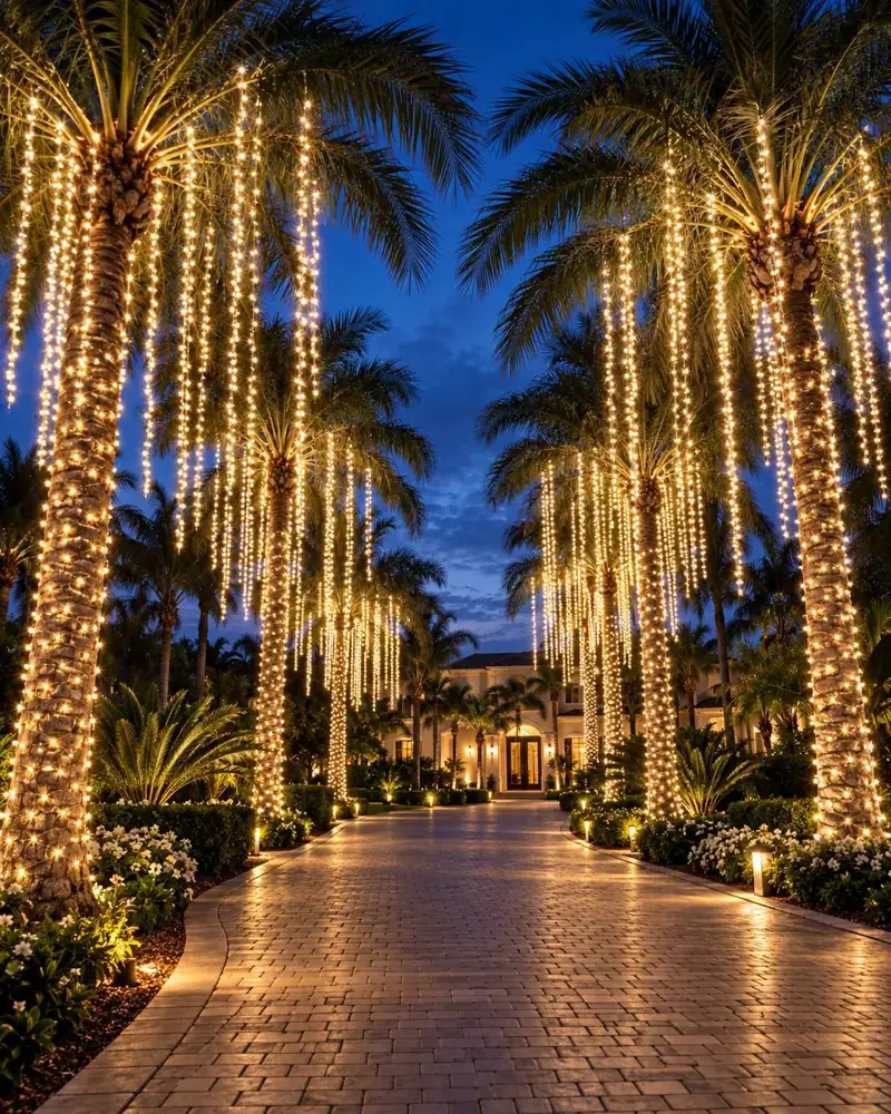 Palm and tree wrap holiday lighting installation in Tampa by Holiday Decorating Tampa (7)