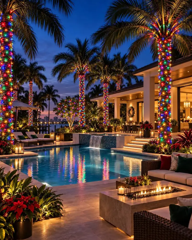 Palm and tree wrap holiday lighting installation in Tampa by Holiday Decorating Tampa (12)