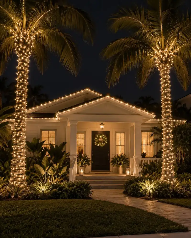 Palm and tree wrap holiday lighting installation in Tampa by Holiday Decorating Tampa (14)