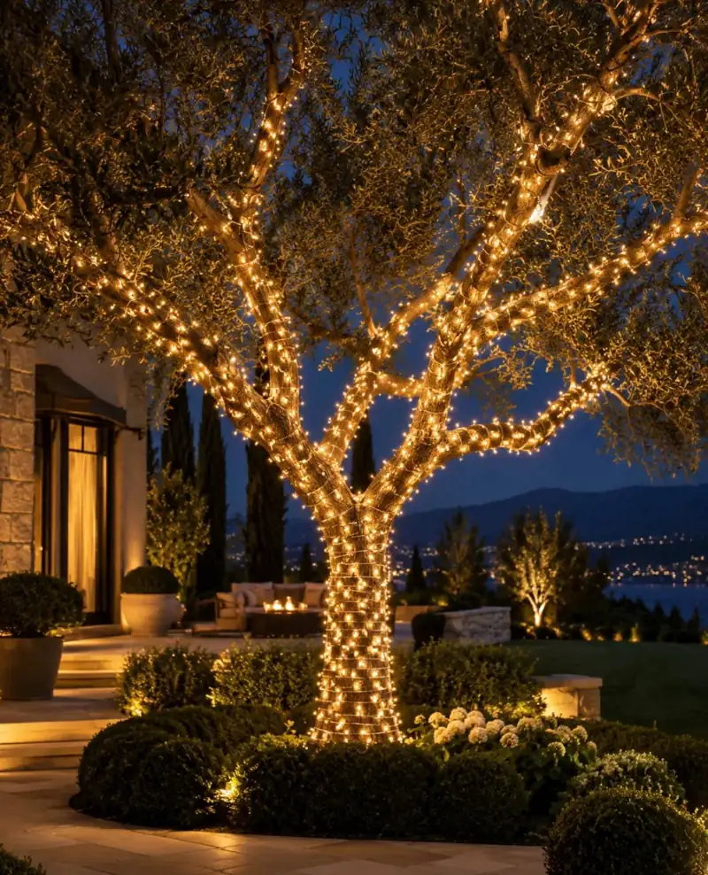 Palm and tree wrap holiday lighting installation in Tampa by Holiday Decorating Tampa (1)